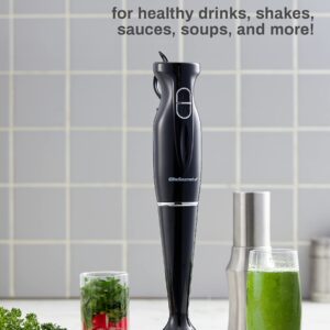 Elite Gourmet EHB3201 Immersion Hand Blender 300 Watts 2 Speed Mixing with Detachable Blades, Detachable Wand Stick Mixer, Smoothies, Baby Food, Soup, Charcoal Black