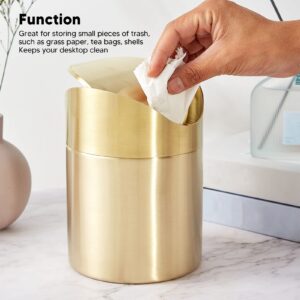 Mini Countertop Trash Can, Stainless Steel Desktop Trash Cans Swing Lid Trash Cans Gold Countertop Trash Bins for Home