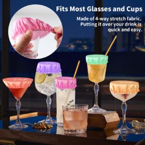 Hewomate Drink Covers for Alcohol Protection, 10 Pack Drink Protector for Women & Men, Reusable & Washable Fabric Wine Glass Cover with Straw Hole, Prevent Your Drinks from Being Spiked, Multicolor