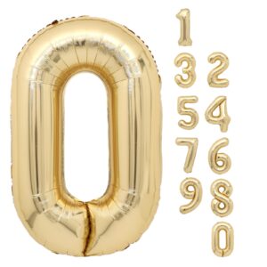 light gold number 0 balloon giant 40 inch white gold digit 0 balloons helium foil number balloons for kids birthday party decorations anniversary baby shower decorations