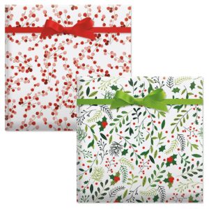 Cardinal Flat Christmas Gift Wrap Sheets - Set of 8 Sheets Holiday Wrapping Paper, 22 by 34 Inch Sheets, Easy Storage