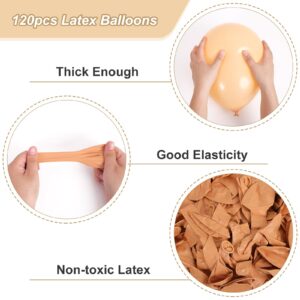 RUBFAC 120pcs Nude Balloons 12 Inches Latex Beige Balloons, Matte Retro Apricot Balloons for Birthday Baby Shower Graduation Anniversary Wedding Party Supplies Arch Garland Decoration