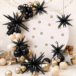 10 Pcs Star Balloons Explosion Starburst Balloons Foil Cone Balloons Magic for Birthday Wedding Anniversary Party Backdrops Decorations Supplies, 6 Pcs 22 Inches and 4 Pcs 27 Inches (Black)