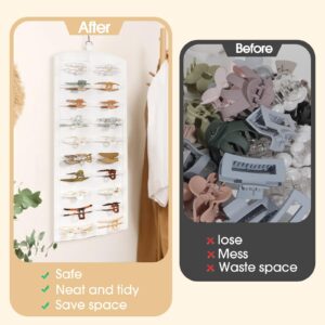 OAOLEER Claw Clip Organizer, Double-Sided Hair Clip Organizer Storage For Girls Women, Hanging Claw Clip Holder Hair Clip Display for Closet, Wall, Door Room Jewelry Shop (Beige)