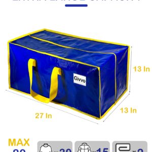 4P Extra Large Moving Bags, Heavy Duty Moving Bags for Clothes, Waterproof Storage Bags for College Dorm, Moving Totes Alternative To Oversize Moving Box Blue