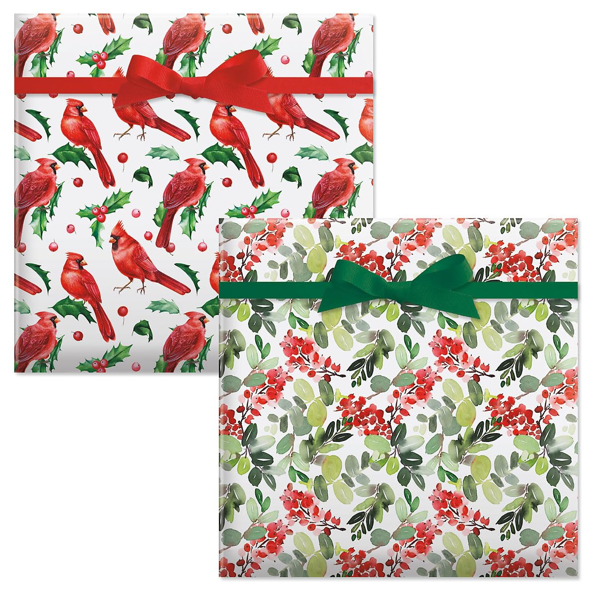 Cardinal Flat Christmas Gift Wrap Sheets - Set of 8 Sheets Holiday Wrapping Paper, 22 by 34 Inch Sheets, Easy Storage