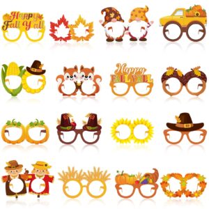 harrycle 32 pcs fall party decoration paper eyeglasses autumn thanksgiving costume photo booth props pumpkin maple leaf fall themed supplies for happy fall harvest decorations thanksgiving party favor