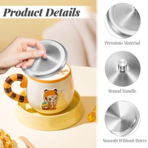 6 Pcs 9.5cm/3.7inch Stainless Steel Cup Cover Coffee Mug Seal Cap Water Beverage Drinking Universal Lid for Hot Tea Home Kitchen Camping