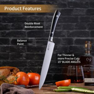 Arrtcy Turkey Carving Set,Full Tang Ergonomic Handle Carving Knife and Fork,German Stainless Steel Kitchen Tools for Turkey, Ham, BBQ,Includes Carving Fork & Knife with Gift Box