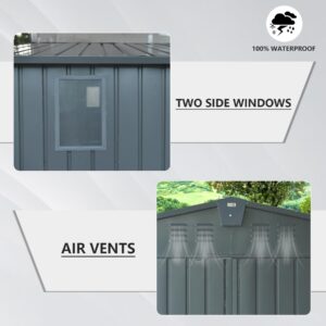 Domi Outdoor Storage Shed 11'x12.5', Metal Sheds Outdoor Storage with Lockable Doors & Air Vents for Patio Garden Lawn Backyard,Gray