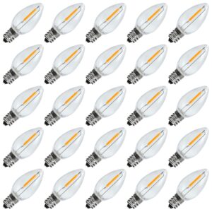 lieidi 25pack c7 led replacement light bulbs, shatterproof led bulbs for window candles & chandeliers, e12 screw base, 0.6 watt equvalent to 5 6 7 watt incandescent bulbs, warm white 2200k