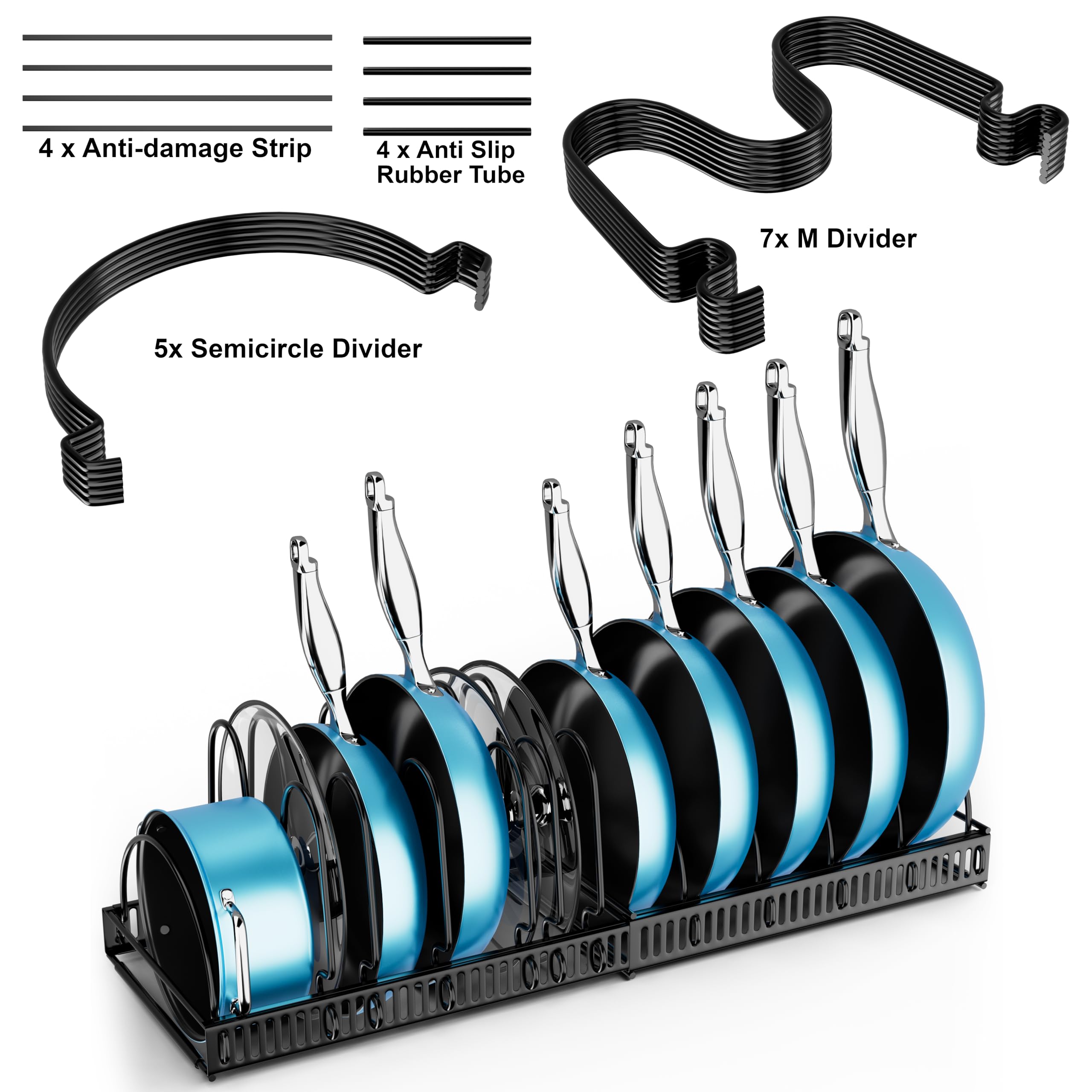 coneyaro Expandable Pots and Pans Organizer Pot Rack for Kitchen Cabinets