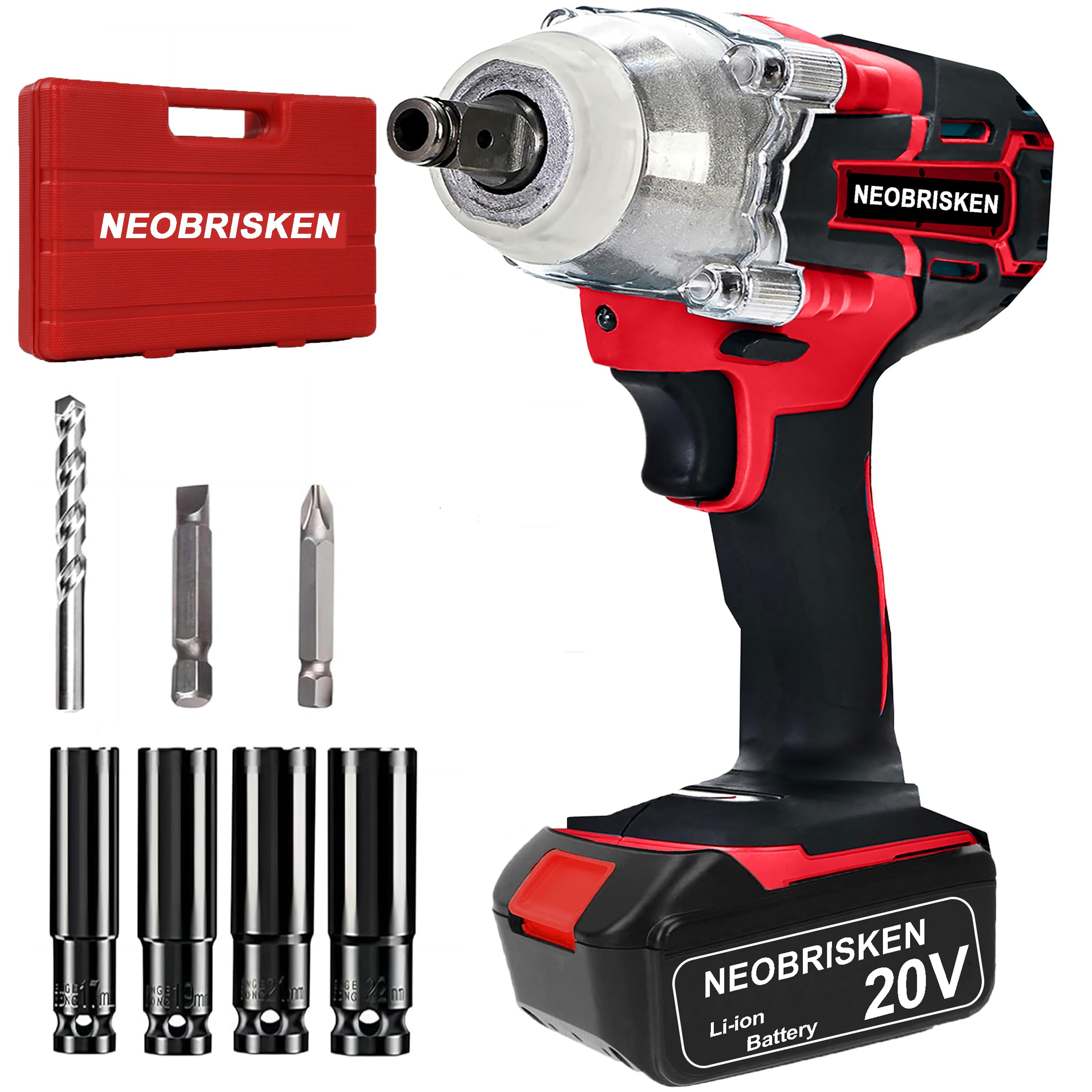 NEOBRISKEN 1/2'' Brushless Lithium Battery Impact Wrench Repair Room or Garage