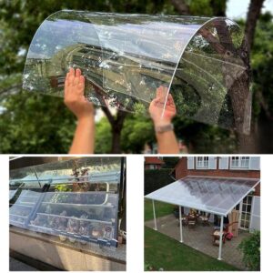 Clear Polycarbonate Sheets Poly Plastic Roof Panel,Anti-UV Rainproof,Transparent Acrylic Sheet,Greenhouse Canopy Carport Cold Frame Replacement Shed Panel,Easy to Bend & Cut (3.3 x 6.6ft)