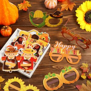 Harrycle 32 Pcs Fall Party Decoration Paper Eyeglasses Autumn Thanksgiving Costume Photo Booth Props Pumpkin Maple Leaf Fall Themed Supplies for Happy Fall Harvest Decorations Thanksgiving Party Favor