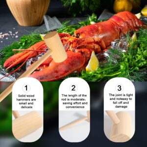 6Pcs Large Wooden Mallet Seafood Hammers for Cracking Crab Lobster Shellfish, Wooden Hammer for Breakable Chocolate Heart Smash Halloween Decor