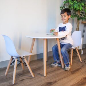 Pozbee White Round Kids Table, Dining Table for Children 2-7 Yr Old, Activity Lego Table, Small, Damage Resistant