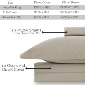 Southshore Fine Living, Inc. Premium Collection Oversized King Duvet Cover Set, Soft Duvet Cover 3-Piece, Two Matching Shams (108 in Wide x 98 in Long), Taupe, King/California King