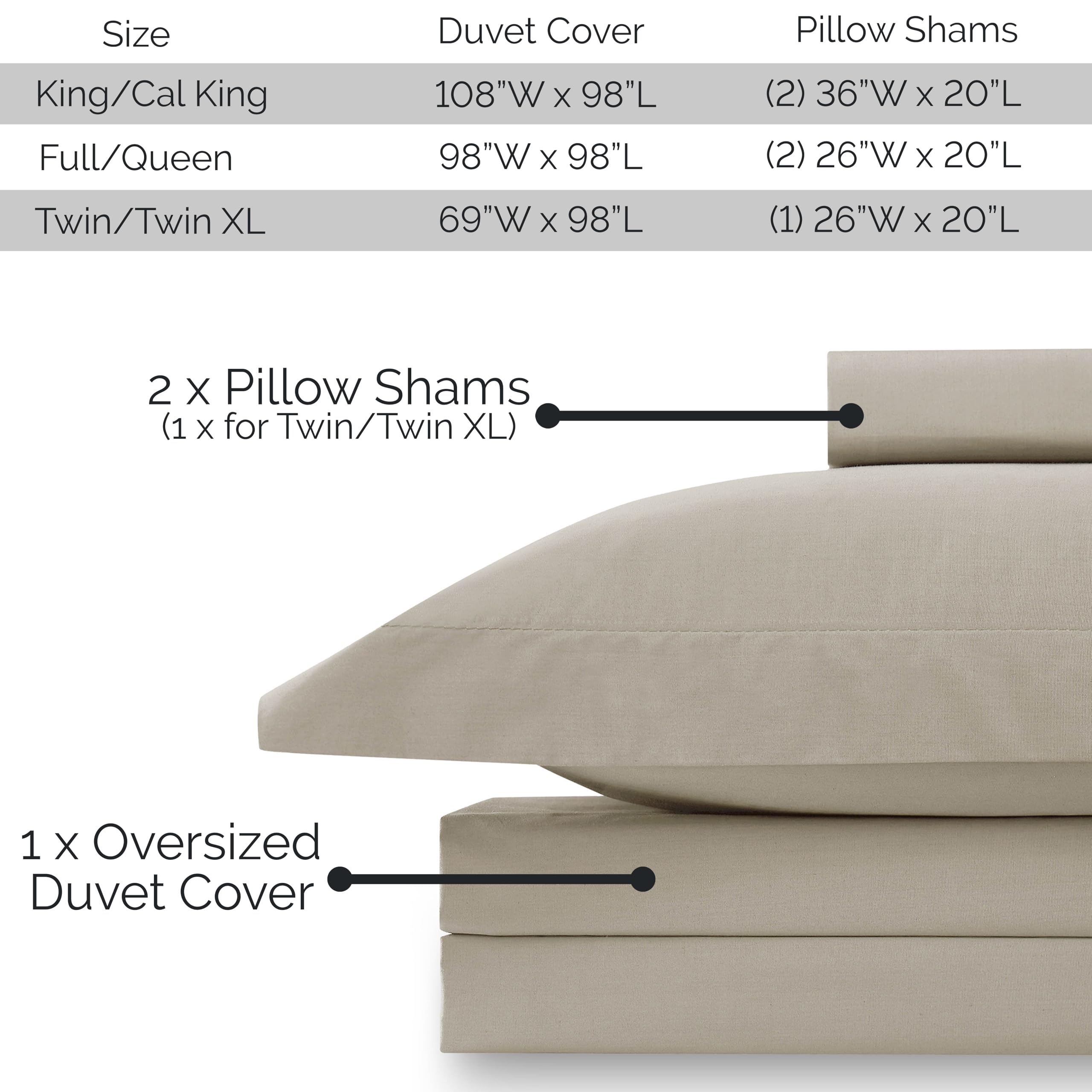 Southshore Fine Living, Inc. Premium Collection Oversized King Duvet Cover Set, Soft Duvet Cover 3-Piece, Two Matching Shams (108 in Wide x 98 in Long), Taupe, King/California King