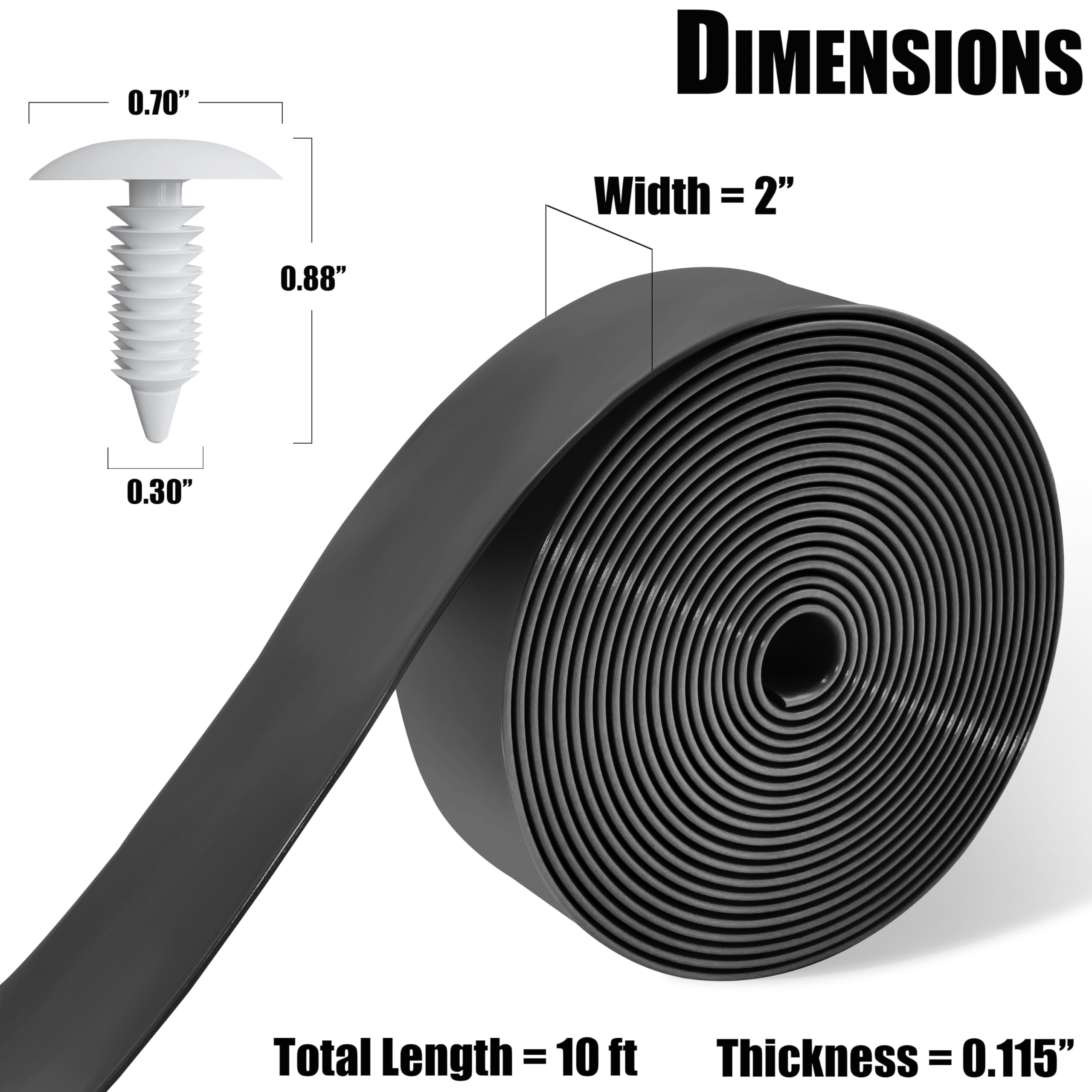 Lumpro Vinyl Straps for Patio Chair Repair Kit 2'' Wide 10 Ft Long Replacement Straps + 20 Free Rivets for Outdoor Lawn Furniture Chaise Lounge Repair (Black)