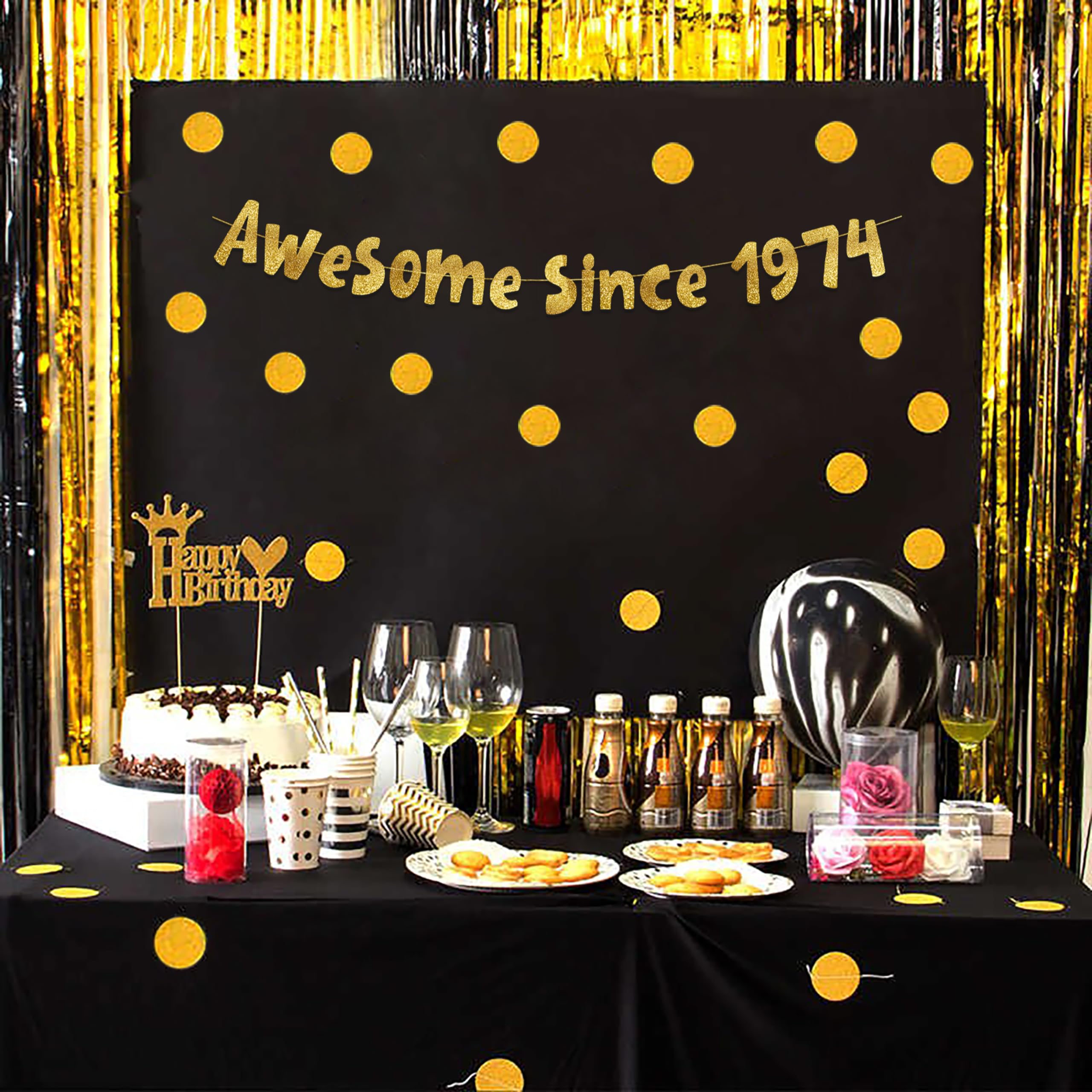 Awesome Since 1974 Gold Glitter Banner - 50th Birthday and Anniversary Party Decorations