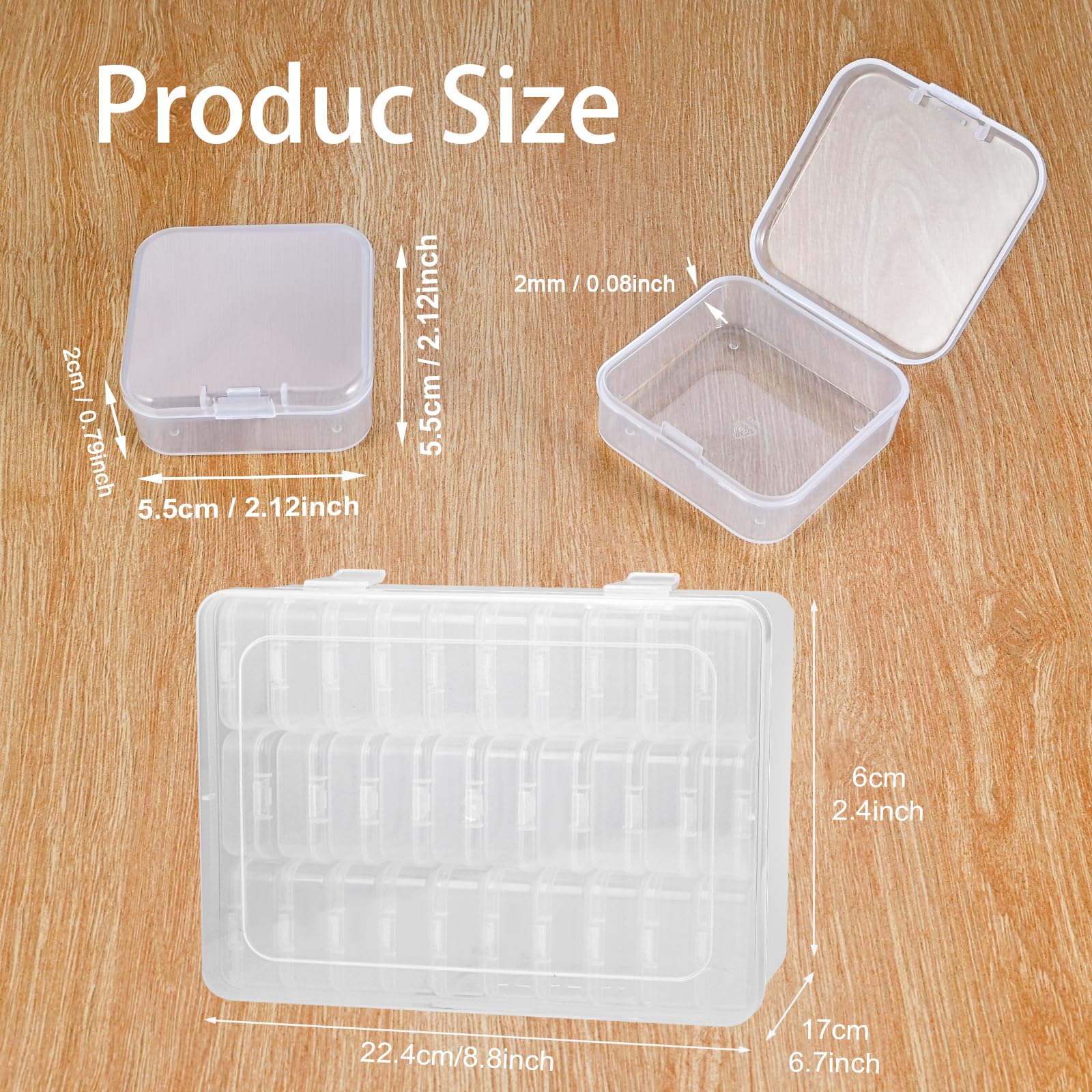 Mathtoxyz Bead Organizer Box, 31Pcs Small Bead Organizers and Storage Plastic Cases Mini Clear Bead Storage Containers Boxes with Hinged Lid and Rectangle for Bracelet Making DIY Jewelry Craft Nail