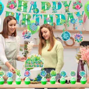 Succulent Plants Birthday Party Decorations Succulent Plants Party Supplies Includes Birthday Banner Cake Cupcake Toppers Hanging Swirls Balloons for Succulent Plant Birthday Baby Bridal Shower Decor