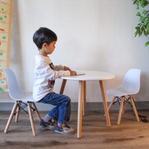 Pozbee White Round Kids Table, Dining Table for Children 2-7 Yr Old, Activity Lego Table, Small, Damage Resistant