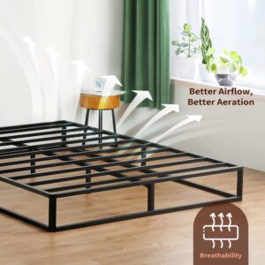 PrimaSleep 9 Inch Modern Metal Bed Frame/Mattress Foundation/Steel Slats/No Box Spring Needed/Sturdy/King Size/Black