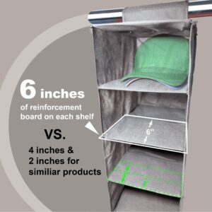 Perfect Curve 11-Pocket Closet Cap Organizer. 11 Shelf Hanging Closet Hat Organizer for Baseball Caps - Hat Storage For Up To 100 Caps - Baseball Hat Organizer - Gray