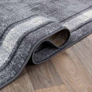 Rugshop Contemporary Distressed Bordered Soft Area Rug 5' x 7' Gray