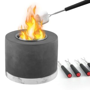 abxmas tabletop fire pit, portable mini concrete tabletop fireplace s’mores maker kit with smokeless long time burning, table top fire pit bowl ethanol alcohol for indoor outdoor décor