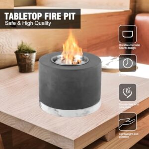 ABXMAS Tabletop Fire Pit, Portable Mini Concrete Tabletop Fireplace S’Mores Maker Kit with Smokeless Long Time Burning, Table Top Fire Pit Bowl Ethanol Alcohol for Indoor Outdoor Décor