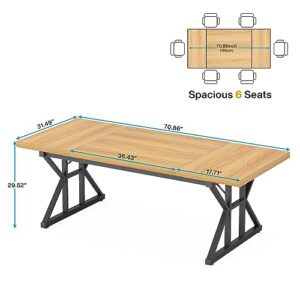 LITTLE TREE 70.8-Inch Large Executive Desk, Modern Computer Office Desk, Wooden Writing Desk Study Table for Home Office