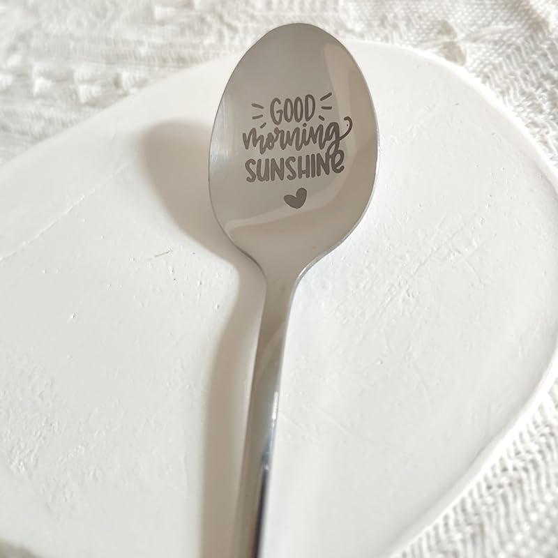 Anniversary Birthday Gift for Wife Best Friend Good Morning Sunshine Spoon Gifts for Mom Granddaughter Coffee Tea Lovers Gifts for Sister Grandma Coffee Tea Spoons