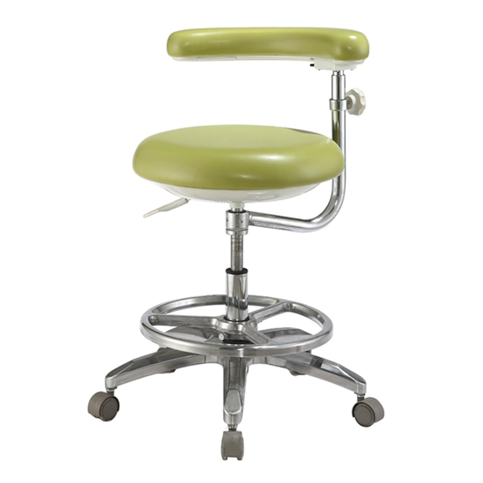 SFKLYU Dental Assistant Chair Adjustable Dental Assistant Stool 360° Rotation Armrest for Office Medical Dentist Shop Lab and Home Beauty Salon,Green