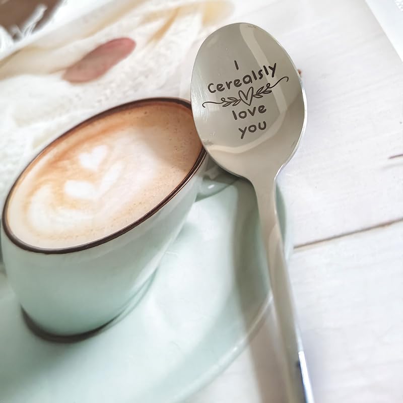 I Cerealsly Love You Gift Spoons for Husband Wife Christmas Birthday Gifts for Boyfriend Girlfriend Anniversary Valentine's Day Gift for BF GF Cereal Spoon for Cereal Lover Gifts