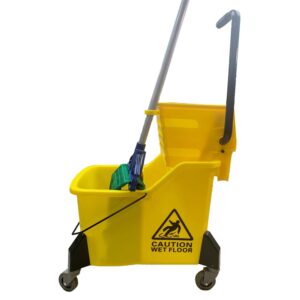 Zion Jan-San USA mop Bucket Deluxe Side Press Wringer 42L commerial Residential Janitorial Cleaning/Heavy-Duty/Compact/Easy Cleaning/Multi-Compartment/with Wheels/for Professional Use/Ergonomic