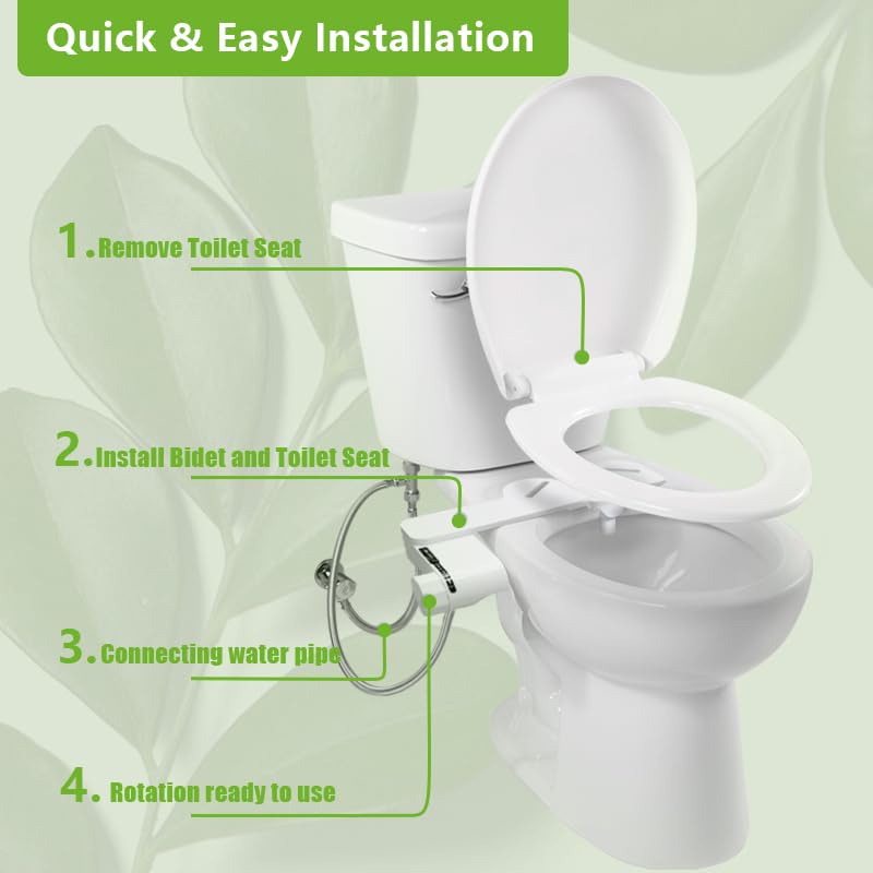 Bidet, Bidet Attachment for Toilet, Non-Electric Fresh Water Bidet with Self-Cleaning Nozzle