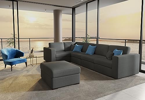 Sunrise Coast Modular Sectional Sofa Couche Convertible L Shaped Couches with Ottoman 127" Grey Large Sleeper Sofa Bed 6 Seat Sofa for Living Room