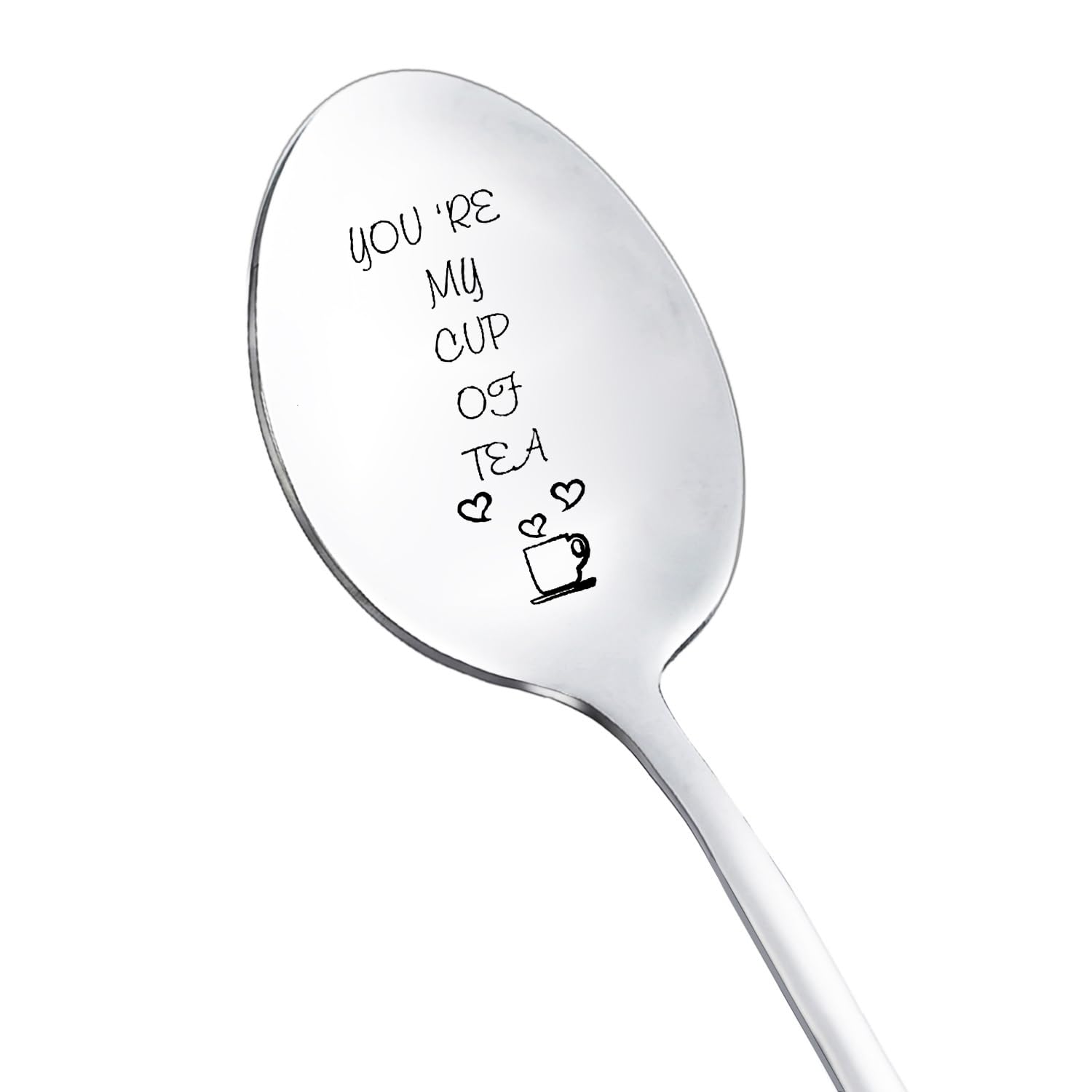 Anniversary Christmas Gifts for Husband Wife Enjoy You're My Cup of Tea Spoon for Boyfriend Girlfriend Coffee Tea Lover Gift for Couple Best Friend Funny Engraved Spoons