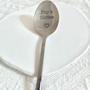 Pop Gifts Coffee Spoon from Grandkids Grandchildren Fun Pop's Coffee Spoons for Grandpa Papa Coffee Lover Gifts for Grandfather Granddaddy Christmas Gift Engraved Pop Spoon