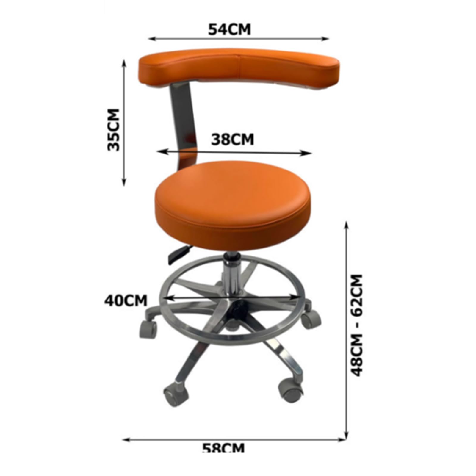 SFKLYU Doctor Chair Assistant Stool Microfiber Leather Dental Stool Dentist Chair with Armrest Adjustable Height,A