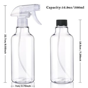 Hethyo 4 pack Plastic Spray Bottles Empty Spray Bottle 16.9oz/500ml Heavy Duty Spraying Bottles Mist/Stream Water Bottle for Cleaning Solutions, Essential Oils, Hair, Cooking (2Clear&2 brown)