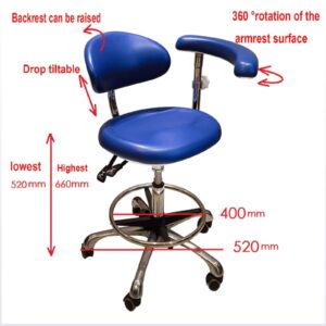 SFKLYU Adjustable Dental Medical Chair for Dentist Doctor's Stool 360 Degree Rotation Armrest Mobile Chair PU Leather,A5