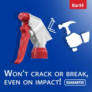 Bar5f 2pk Replacement Trigger Sprayers for 16oz, 24oz or 32oz Bottles, Water and Chemical Resistant (2-Pack, SPM-Series (Red))