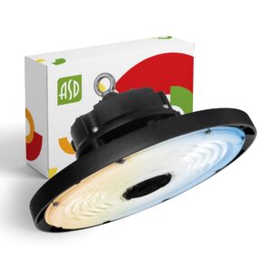 asd ufo led high bay light 60w/80w/100w, 3 cct 3000/4000/5000k dimmable 14,603 lm, dlc premium & ul, 120-277v, commercial bay lighting, led high bay lights for warehouse shop, waterproof ip69k