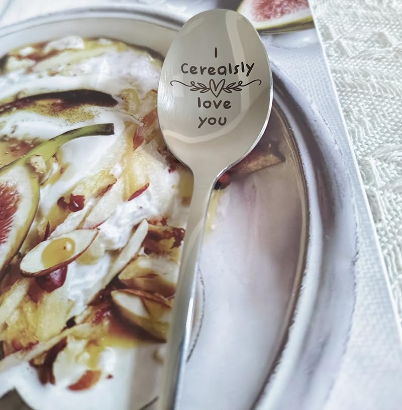 I Cerealsly Love You Gift Spoons for Husband Wife Christmas Birthday Gifts for Boyfriend Girlfriend Anniversary Valentine's Day Gift for BF GF Cereal Spoon for Cereal Lover Gifts