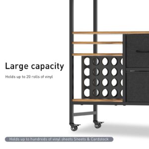 PUNLUXU Organizers and Storage Compatible with Cricut Machines - Vinyl Roll Holder, DIY Pegboard with Accessories Organizer, Rolling Craft Table with Storage Cabinet Workstation PU-01 Patent Protected