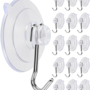 TUGEUNYU 15 Pack Suction Cup Hooks,Thicken Transparent Reusable Suction Cups for Glass/Kitchen/Bathroom/Shower Wall/Window/Door,Holds up to 4 lbs (Iron Hook-B)